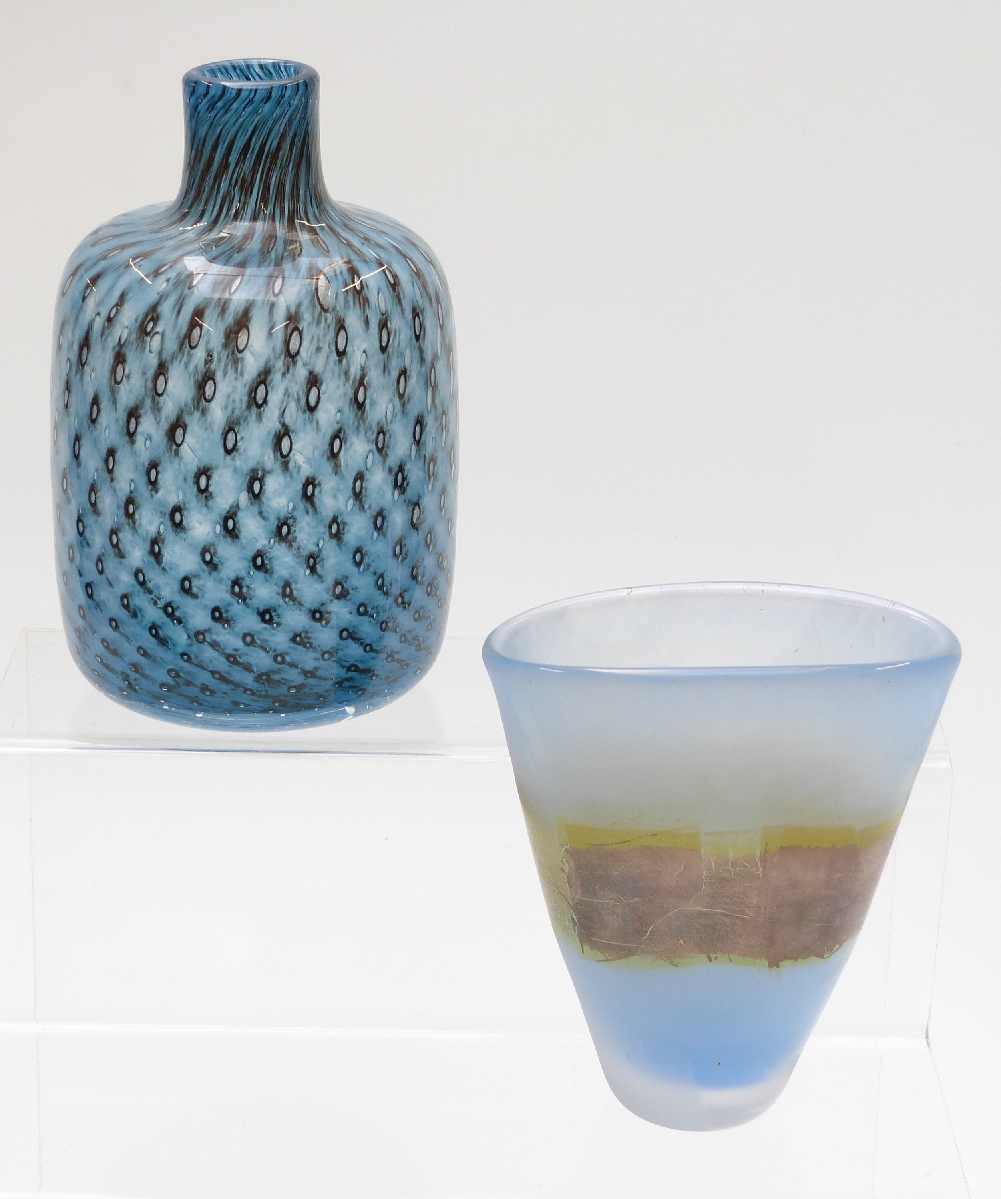 Two Studio glass vases, one Kosta Boda signed B Vallien, the other faintly signed possibly Adam