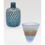 Two Studio glass vases, one Kosta Boda signed B Vallien, the other faintly signed possibly Adam