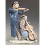 Nao figure of a cellist and violin player, H35cm