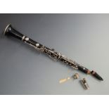 J M Grassi, Milano mid 20thC Blackwood clarinet in fitted case, serial no 1672