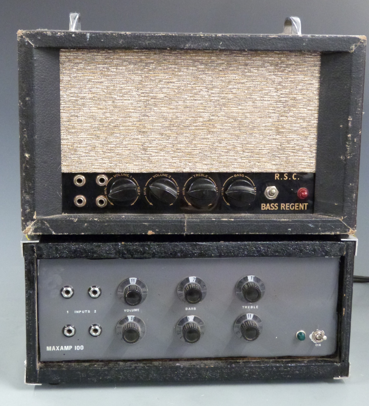 RSC Bass Regent valve amplifier together with a 'Max Amp' 100