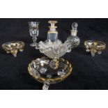 Seven Moser style cut and gilded Bohemian glass pieces