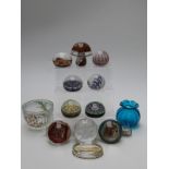 A collection of paperweights including Perthshire and Murano