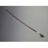 Violin bow by Ernst Willy Zophel (1893-1973) round stick, plain metal mounted frog, silvered