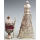 Eastern white metal incense burner and a white metal pierced cover