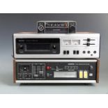 Sharp Stereo 8 record deck, Hitachi eight track recorder deck TRQ-1340, and a Binatone car eight