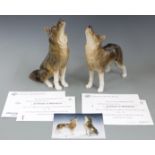 A pair of Lomonosov limited edition figures (500) of wolves, with certificates, tallest 30cm