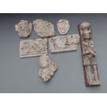 Quantity of plaster casts including frieze section, continental figure etc, height of largest 50cm