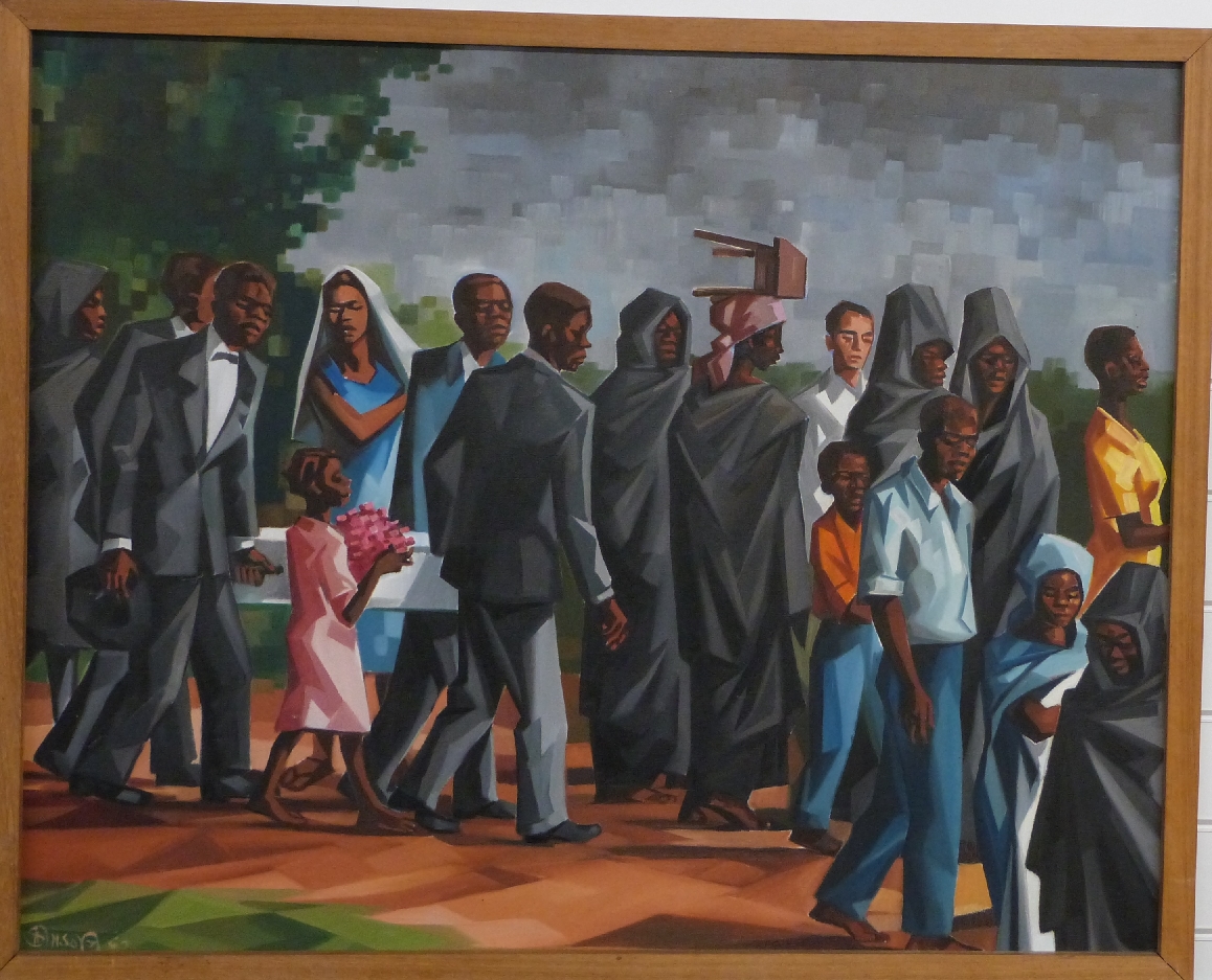 Cubist influenced Angolan scene "enterro indigena em Angola" (indigenous burial in Angola) , - Image 2 of 6