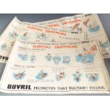 Three Bovril survival swimming posters, each 48 x 71cm