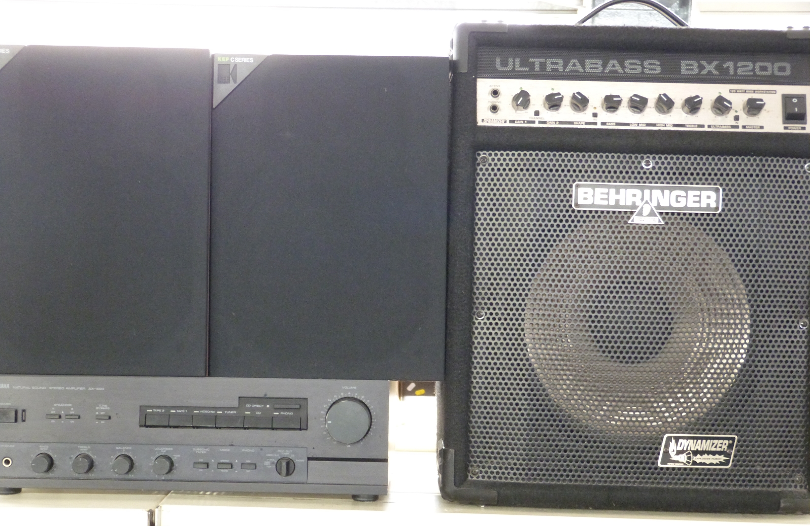 Behringer Ultrabass BX1200 Dynamizer, pair of KEF C20 Speakers and Yamaha AX-500 Stereo Amplifier