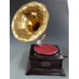 Soundmaster wind up gramophone with brass horn