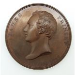 Victorian bronze commemorative medal, bust side only (verso blank) for James Prinsep (1799-1840)