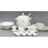 Austrian dinner and coffee ware including a large tureen and ladle with 'Parma Geschutz' to base,