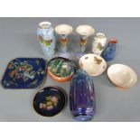 Art Deco and later lustre ware including Crown Ducal, Shelley, Carlton Ware and Aynsley, tallest