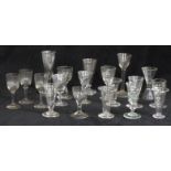 Nineteen 18thC and later ale, wine and similar drinking glasses, largest 17cm yall