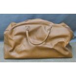 Brown faux leather holdall / carry bag