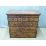 18th/19thC inlaid mahogany chest of three over three graduated drawers