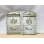 Two metal postboxes with keys, 40x24cm