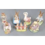 Seven Royal Albert Beatrix Potter figures including Tailor of Gloucester, Flopsy, Mopsy and