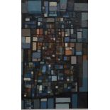 Modernist mixed media cubic geometric pattern, 71 x 44cm, framed