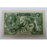 Great Britain 1913 £1 green Seahorse, overprinted SPECIMEN, lightly mounted mint