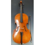 Ezegedi Hanezergrarta Hungarian half sized cello with 62cm two piece flame type back, with Erich