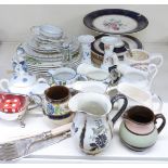 A collection of ceramics including Mason's dinner plates, Fenton jug, Wedgwood and Co dessert