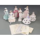 Six Royal Worcester and Coalport figurines including Millennium Debut, Serena, Sweet Rose etc,