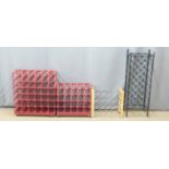 Four wine racks, largest H102cm