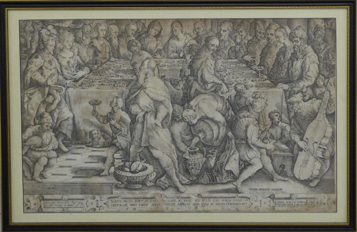 Andrea Vicentino 16th century etching 'The Marriage at Cana in Galilee', dated 1594 lower left 40 - Image 2 of 4