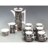 Susan Williams-Ellis for Portmeirion pottery retro coffee set decorated in the Magic City pattern