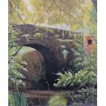 David Haines oil on canvas signed and dated 2019, Old Canal Bridge at Stroud, 59 x 69cm