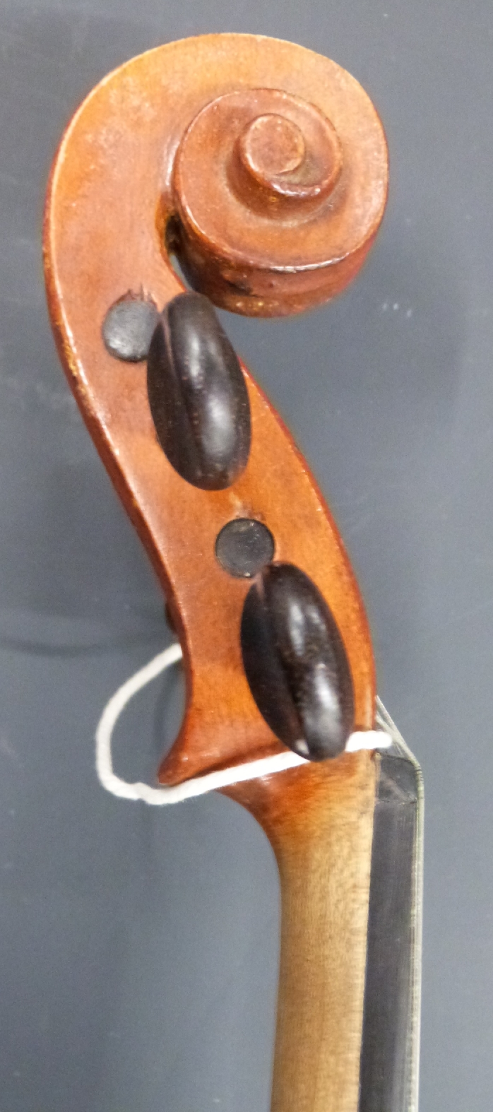 Dulcis et Fortis early 20thC violin with 32.5cm, two piece back, together with bow and case, bow - Image 3 of 6