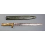 German 88/98 pattern Ersatz brass hilted knife bayonet with stepped muzzle ring, 30cm blade and