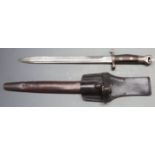 British 1888 pattern Mk1 second type bayonet, no stamps, with cut down 1907 30.5cm blade, with