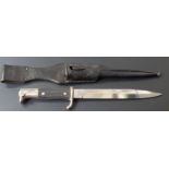 German KS98 pattern bayonet with Marquardt & Eber to ricasso, 20cm fullered blade, scabbard and