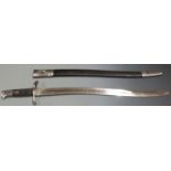 British 1856/58 pattern sword bayonet, 57.5cm fullered yataghan blade, with scabbard