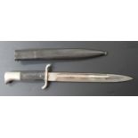 German Fireman's long pattern dress bayonet with blank pommel, S shaped quillon and 25cm fullered