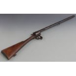 E Lefaucheux 8mm six-shot double action pin fire revolver rifle with chequered and carved wooden