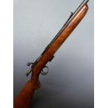 BSA Sportsman .22LR bolt-action rifle with semi-pistol grip, logo stamped to the stock, magazine and