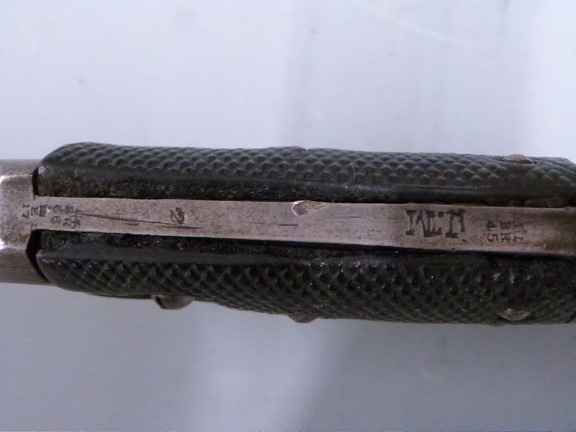 British 1856/58 pattern sword bayonet with some clear stamps, 58cm fullered yataghan blade, with - Image 7 of 8