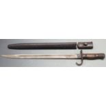 British 1907 pattern sword bayonet with hooked quillon, some clear stamps to ricasso, 43cm