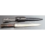 German 84/98 pattern sawback bayonet, Erfurt to ricasso, 25cm fullered sawback blade, with