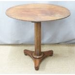 19thC oval mahogany pedestal table H66.5cm, W77cm