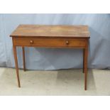 19thC mahogany single drawer hall table with inlaid, crossbanded and cockspur detail raised on