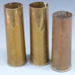 Three WWI brass shell cases, all dated 1917