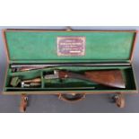 7541 Cased Rowland Watson 12 bore side by side ejector shotgun with engraved lock, trigger guard,
