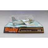 Dinky Toys diecast model Hawker Harrier aeroplane, 722, in original bubble packed box.
