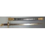 British Sappers/ Miners 1858 pattern Lancaster sword/bayonet with brass pommel and crossguard, clear